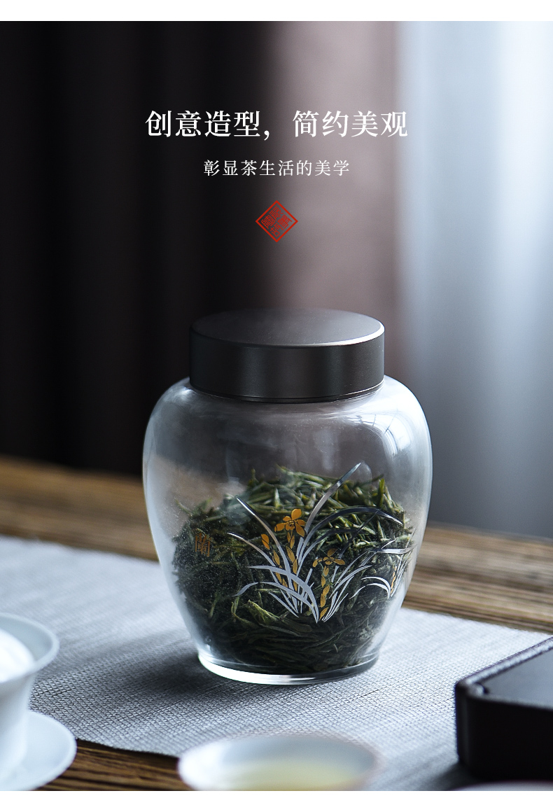 Ceramic story caddy fixings glass sealed as cans creative household moistureproof pot receives Chinese puer tea pot