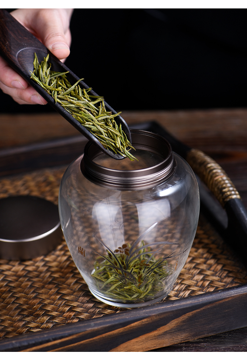 Ceramic story caddy fixings glass sealed as cans creative household moistureproof pot receives Chinese puer tea pot