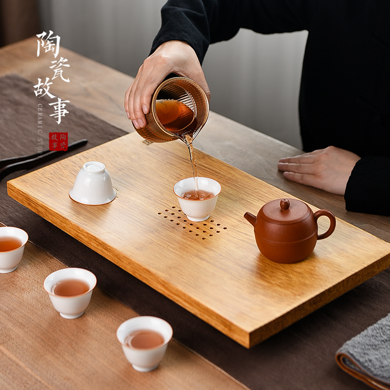 Ceramic plate of solid wood tea tray was drop story home Japanese small tea set contracted bamboo tray was dry mercifully tea set