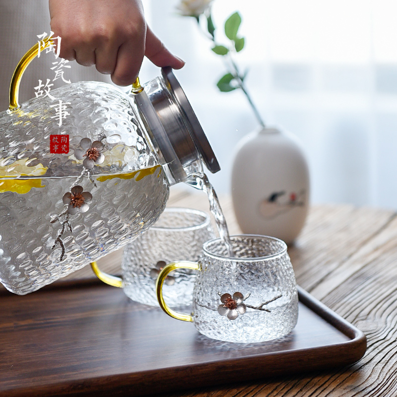 Ceramic story more creative cold glass suits for stick kettle tin heat explosion cold boiled water household glass kettle