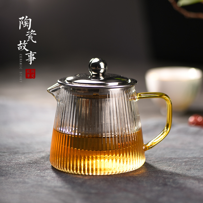 Household Japanese flower pot story glass teapot exchanger with the ceramics thickening high temperature resistant filter black tea tea set