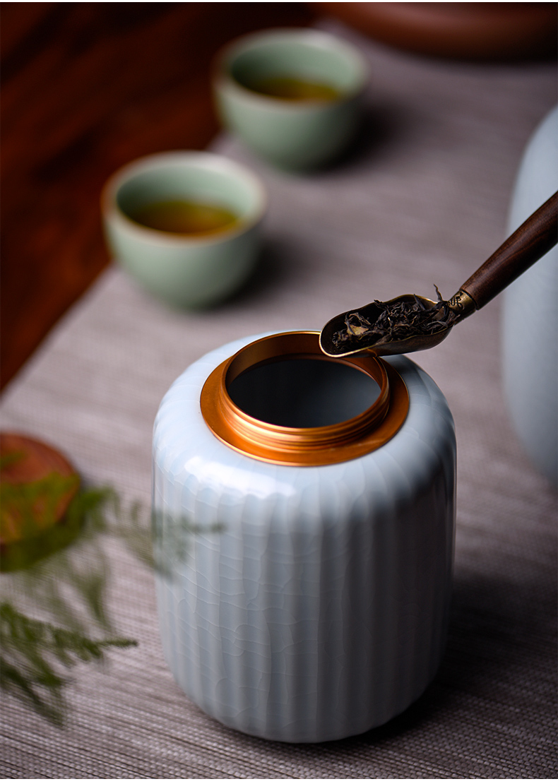 Members of the caddy fixings wooden cover large ceramic sealed as cans white tea tea tea storage tanks and POTS