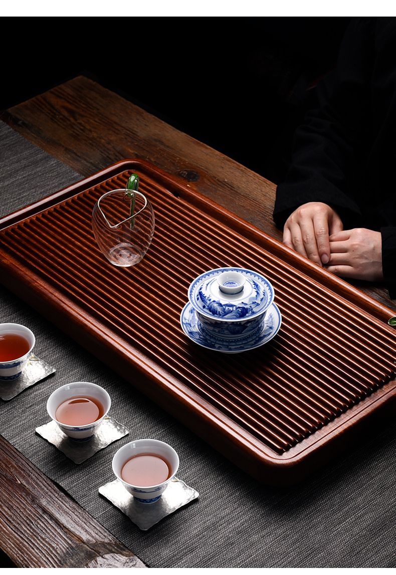 Ceramic story household solid wood tea tray was dry drainage and small tea table kung fu tea set hua limu tea tray