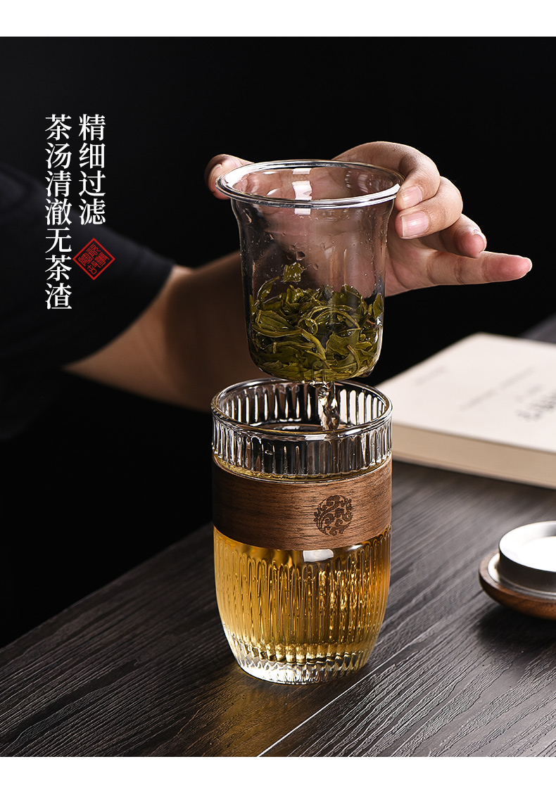 Ceramic separation story make tea cup men 's high - grade glass tea cup getting office filtering large capacity water glass