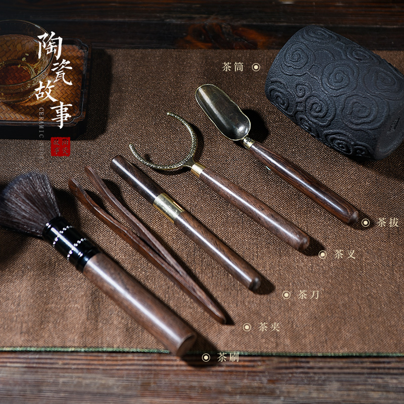 The Story of pottery and porcelain tea six gentleman 's suit tea cup mat knife caddy fixings tea kungfu tea set tool parts books