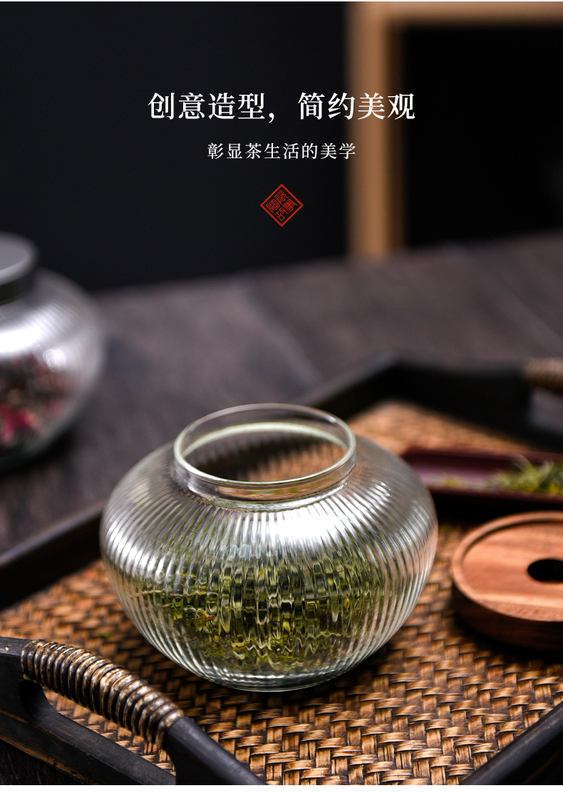 Ceramic story Japanese tea pot pu 'er tea pot metal tea warehouse transparent big seal tank storage receive jar