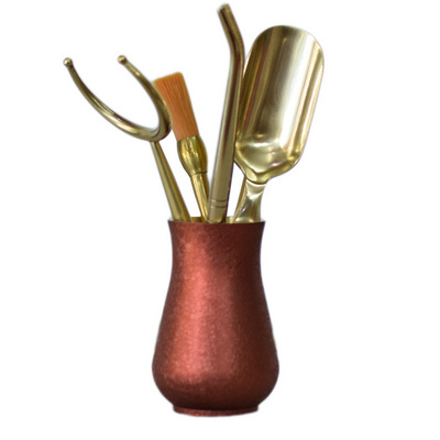 Ceramic story six gentleman 's suit pure copper copper kung fu tea accessories ChaGa tea spoon, knife YangHuBi whole