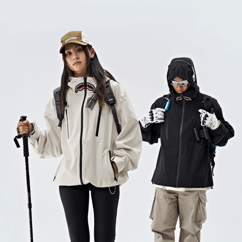 Shark Mouth 2026 Spring Outdoor Jacket for Men and Women, 3-in-1 Hooded Windproof and Waterproof Jacket, Couple's Outerwear