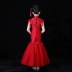 Trẻ em ăn mặc cô gái mẫu catwalk đỏ trailing dạ hội nhỏ chủ nhà phong cách Trung Quốc trang phục sân khấu mùa đông bexinhshop shop Váy trẻ em