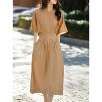 2021 light luxury summer comes with thin 10 pounds effect Pleated waist French niche bellflower Lesel dress