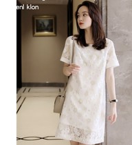 Malcenl klon summer gentle view Exquisite white bronzed dendritic lace small straight dress summer woman