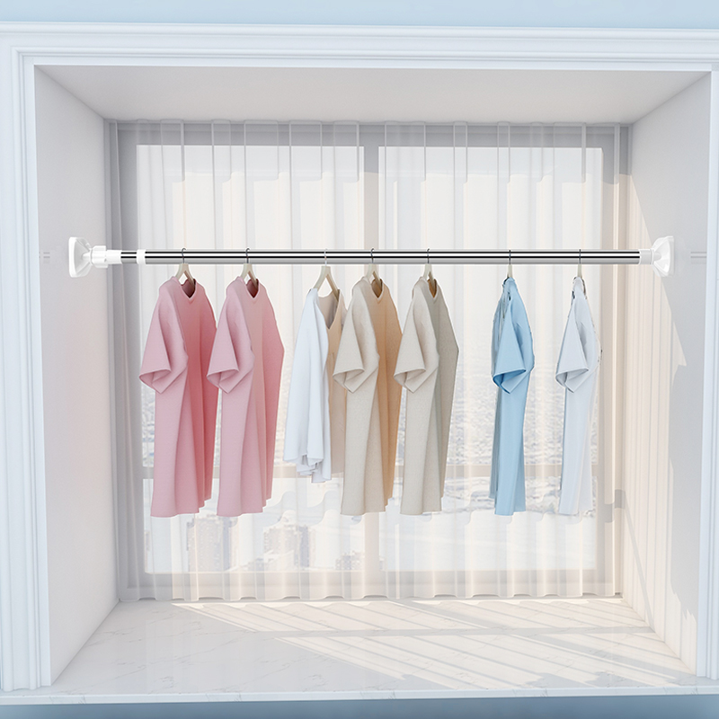 Wardrobe clothes bar non-perforated telescopic curtain bar bedroom nail-free installation clothes bar drying rack shrink bar cross bar