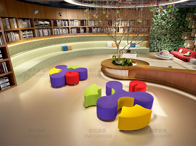 Sofa hình thiết kế sáng tạo đồ nội thất bến tàu phân tử trung tâm mua sắm giải trí khu vực chờ thư viện mẫu giáo kết hợp sofa - Nội thất khách sạn tủ quần áo nhựa