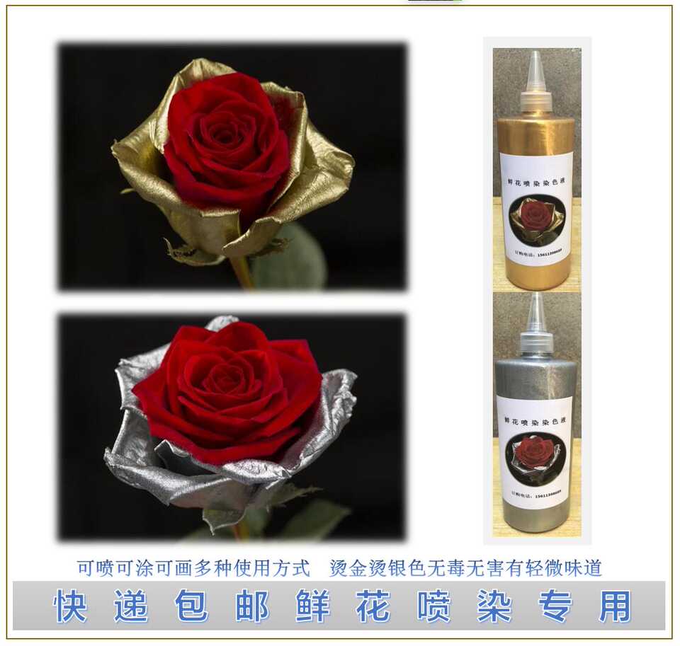 鮮花噴染染色液金色銀色滿天星乾燥花無害染色葉子