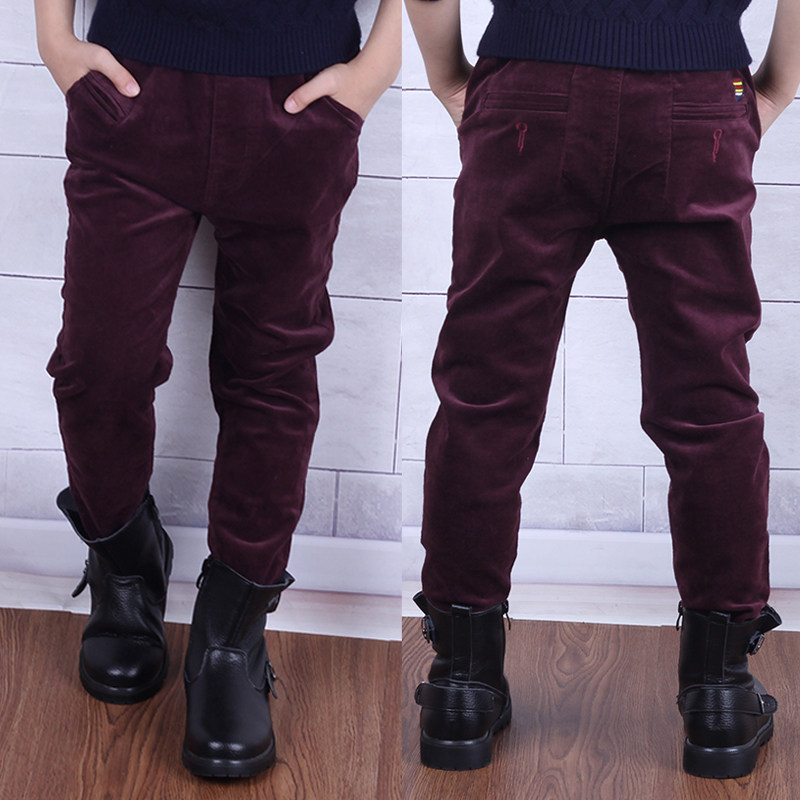 Boys plus velvet corduroy pants 2022 autumn and winter new children's boys Western style middle-aged children's casual striped velvet pants