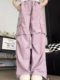 Purple American quick-drying workwear wide-leg pants for women summer thin 2025 new loose slimming large pocket sweatpants