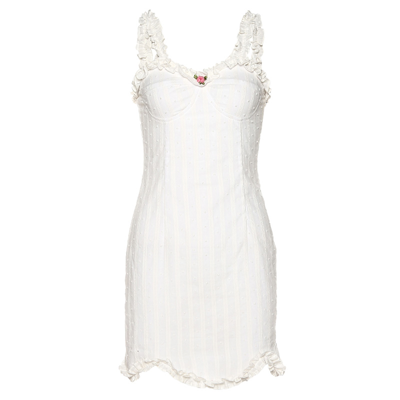 Rice WhiteAge reduction girl originality lace Self cultivation Chest display braces skirt   street fashion temperament Show thin Dress Foreign style female