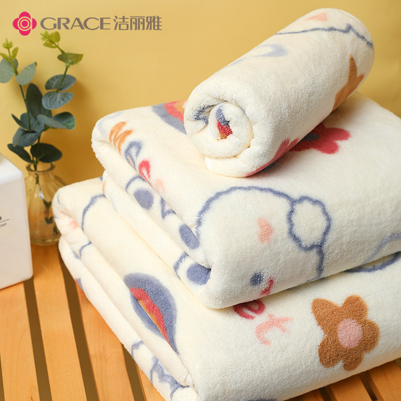 Clean and elegant bath towel female summer home with non-pure cotton water suction speed dry 2021 new student dormitory Three sets of ins and wind