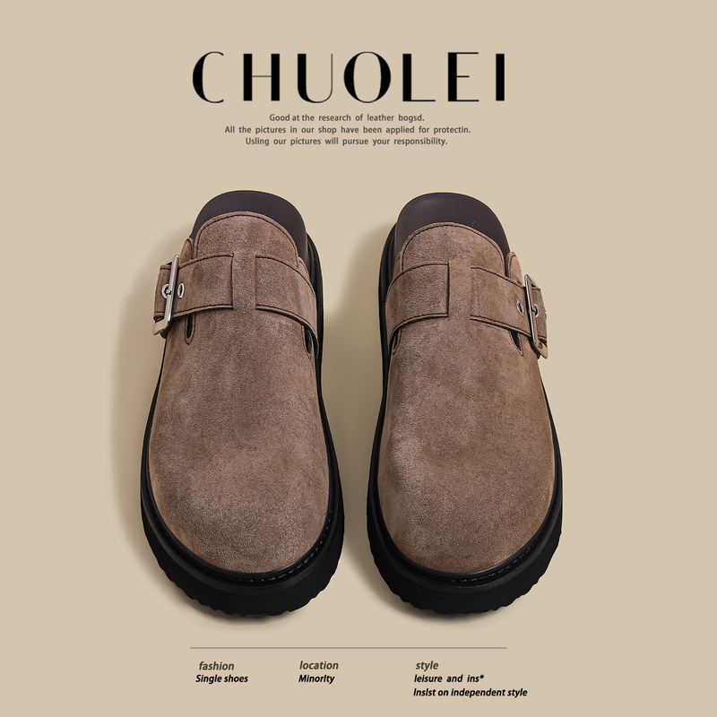 2026 Summer New Thick-Soled Birkenstock Shoes for Men, Brown, Outdoor Casual Versatile Slip-On Lazy Closed-Toe Sandals
