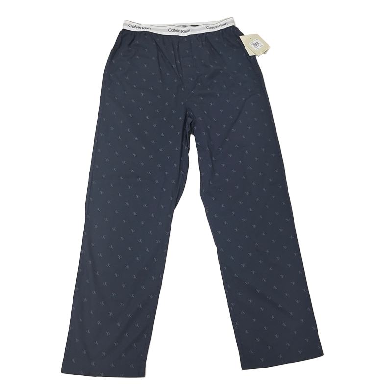 Ck Calvin Klein Men's Home Casual Versatile Comfortable Long Pants with Lettered Waistband Pure Cotton Breathable Sleep Pants