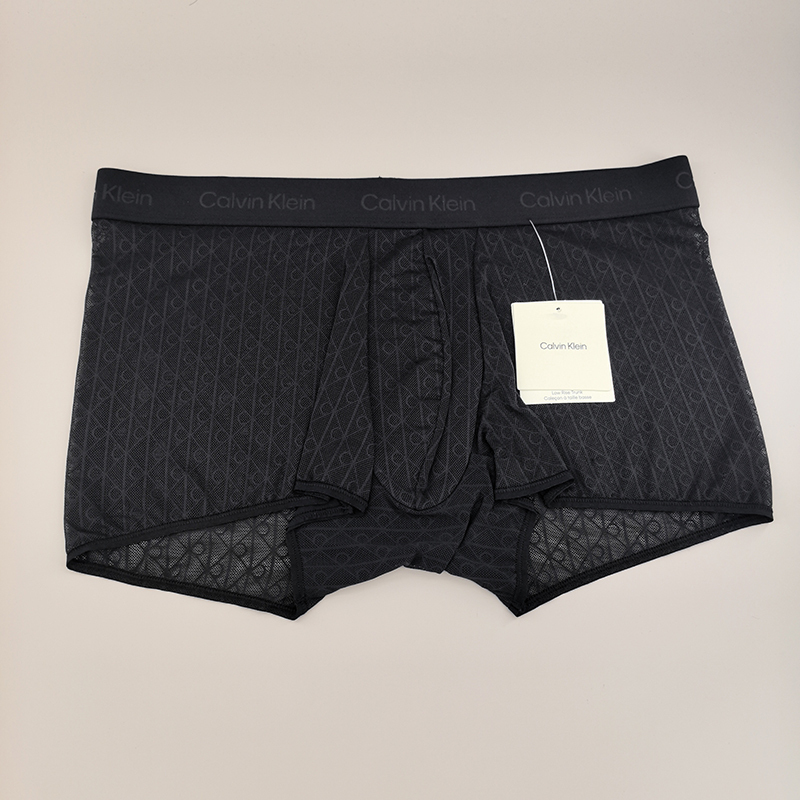 Authentic Ck Underwear Men's Sexy Hollow-Out Black Lace Low-Rise Anti-Chafing Boxer Briefs Nb4431