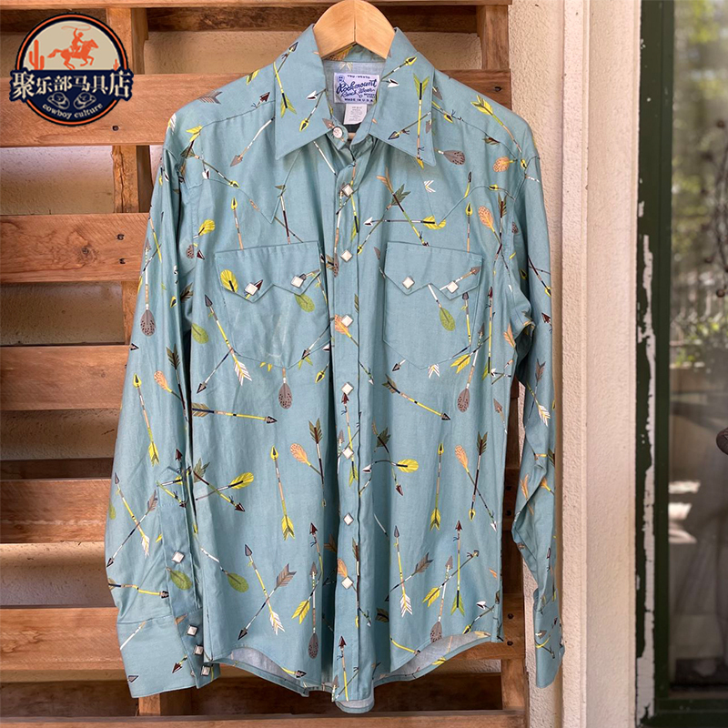 Rockmount American Retro Shirt Men's Western Denim Long-Sleeved Shirt Popular Point Collar Commuter Style