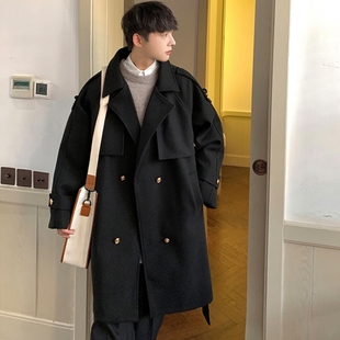 小清新中长款呢子大衣