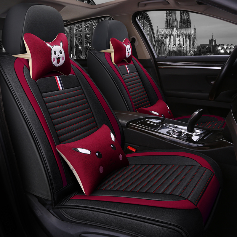 Car seat new fully enclosed special seat cover linen art summer and winter four seasons universal car SUV chair seat cushion