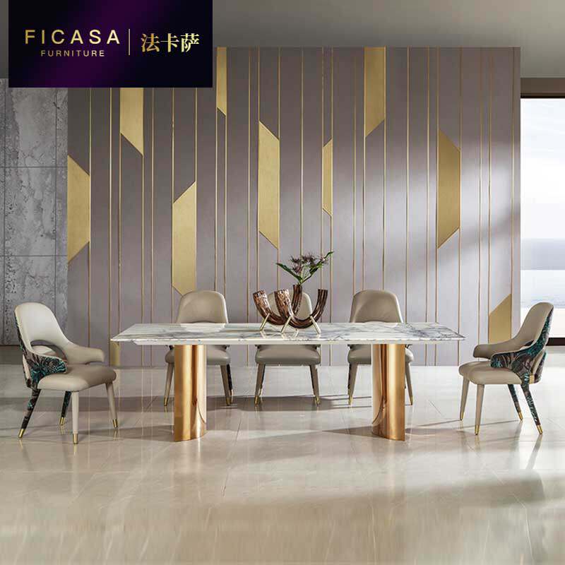 Fakasa deluxe solid wood table modern simple and luxurious round table Jane rectangular table dining room furniture