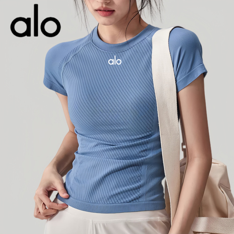 Aio Elastic Quick-Drying Yoga Wear Short-Sleeved Tight-Fitting Slimming Look Running Pilates Top Sports T-Shirt Summer Thin Style Aio Elastic Quick-Drying Yoga Wear Short-Sleeved Tight-Fitting Slimming Look Running Pilates Top Sports T-Shirt Summer Thin Style