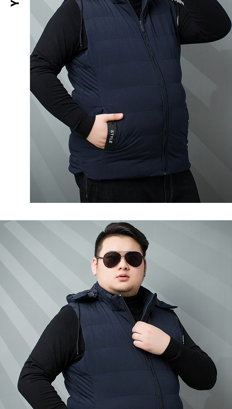 Mùa đông cỡ lớn ấm áp vest nam chất béo lỏng lẻo cộng với phân bón cộng với kích thước không tay xuống áo vest nam áo vest da nam
