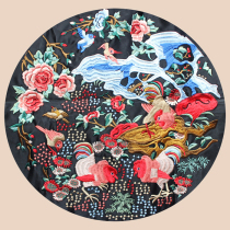 The brocade pheasant of auspicious bird 36cm embroidery piece of Chinese wind flower bird round embroidery tonic home decoration embroidery piece