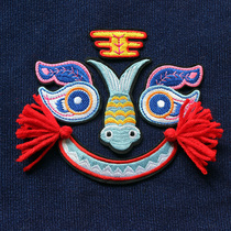 Small tiger embroidered sheet cloth patch with back adhesive cloth patch embroidered film tiger head hat-head shoe decoration