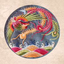 Jiangya Seawater Phoenix Figure New Traditional Auspicious Pattern Yarn Bottom Embroidered Chinese Style Round Supplement