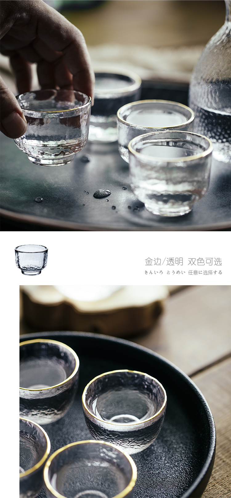 Nhật Bản Hammer Line Glass Ginger Gừng Rượu vang Set Một nồi Bốn ly Rượu vang ấm Đặt rượu vang Rượu nhỏ Ly - Rượu vang ly uống rượu tây