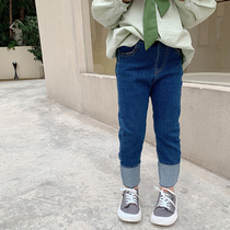 Girl Jeans Spring Autumn New Pants Children Workout Pencil Pants Baby Fall Elastic Small Leggings Pants Long Pants