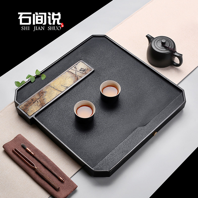 Stone room says natural urkin stone National painting stone tea tray Home dry foam drainage succincter light extravagant small tea table tea depule