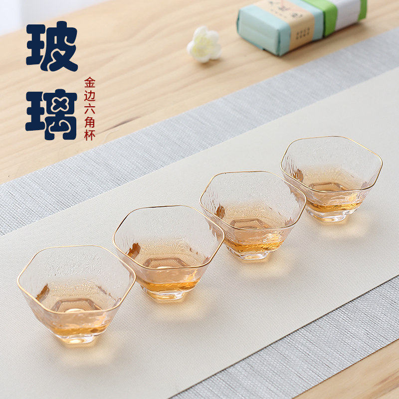 Pure handmade glass cup tea cup cup small size sketching water glass wine glass day-style transparent owner Kung Fu Single cup original
