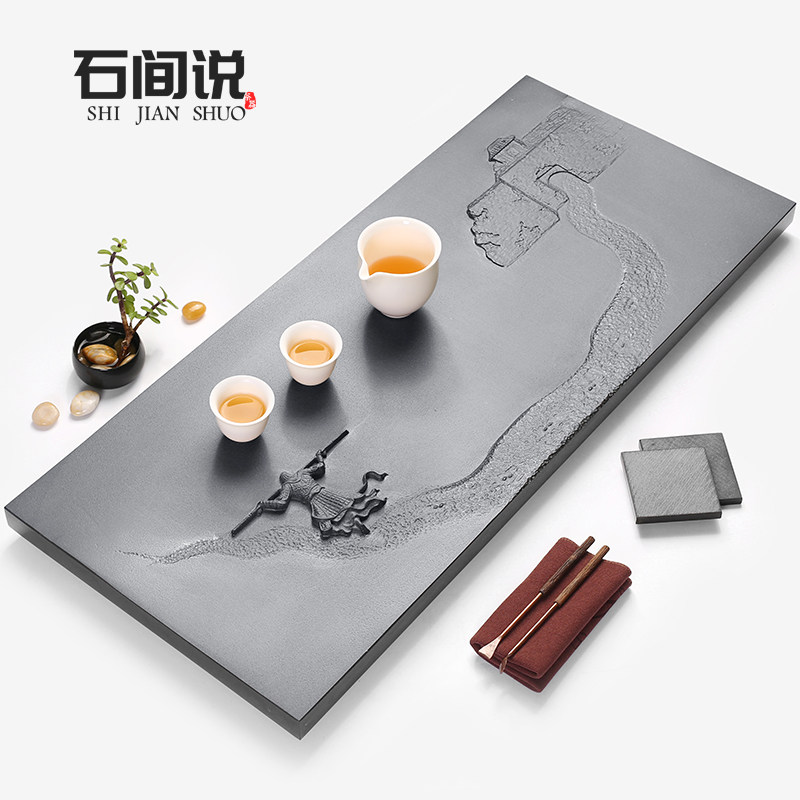 Stone room says Ukkim stone tea tray stone stone hand engraving large number of tea table simple household dry tea with depository dish