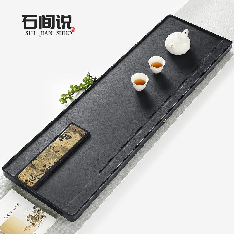 Stone room said natural Wujin Stone tea plate Chinese painting Stone household simple rectangular large drainage Stone tea table tea tray