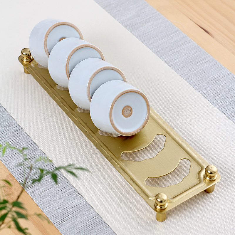 Brass Kunfu Tea Cup Holder Single Layer Cup Tea Toilet Copper Cup Copper Cup Accessories