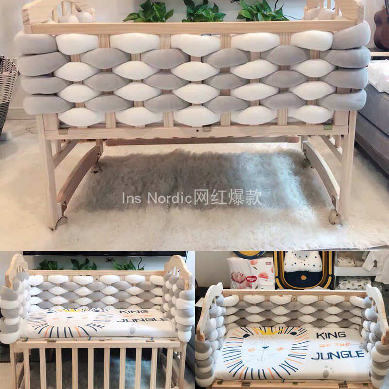 Child Wood Fencing Soft Bag Crib Guard Guardrails Bedside Baby Bed Splicing Bed Anticollision Bar Bed Surround machine washable A class-Taobao