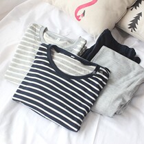 Day single spring and autumn round neck long breastfeeding moon suit suit postpartum feeding Home clothing pregnant womens pajamas