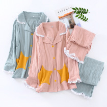 Spring and autumn winter cotton pit lactation moon clothing knitted cotton postpartum month feeding breast clothing home clothing pregnant women pajamas set