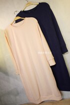 Day single autumn and winter round neck velvet breastfeeding pregnant womens long skirt loose size postpartum feeding bottoming out dress