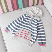 Childrens cotton hooded sweater export day single cotton baby out sweater thin base shirt
