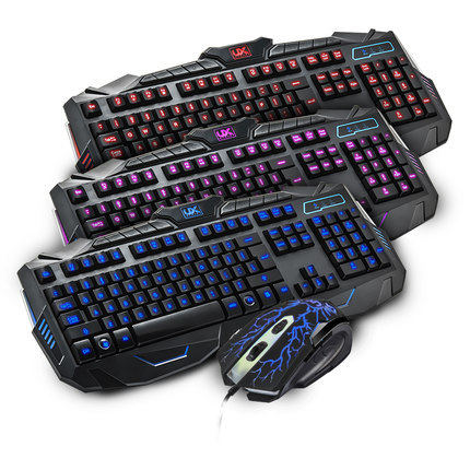 Youxiang V100 three-color backlit key and mouse set usb computer wired luminous keyboard game keyboard and mouse set