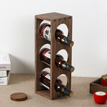 Black Walnut Wooden Wine Rack Home Living Room Wine Display Rack Solid Wood Restaurant Plaid Custom