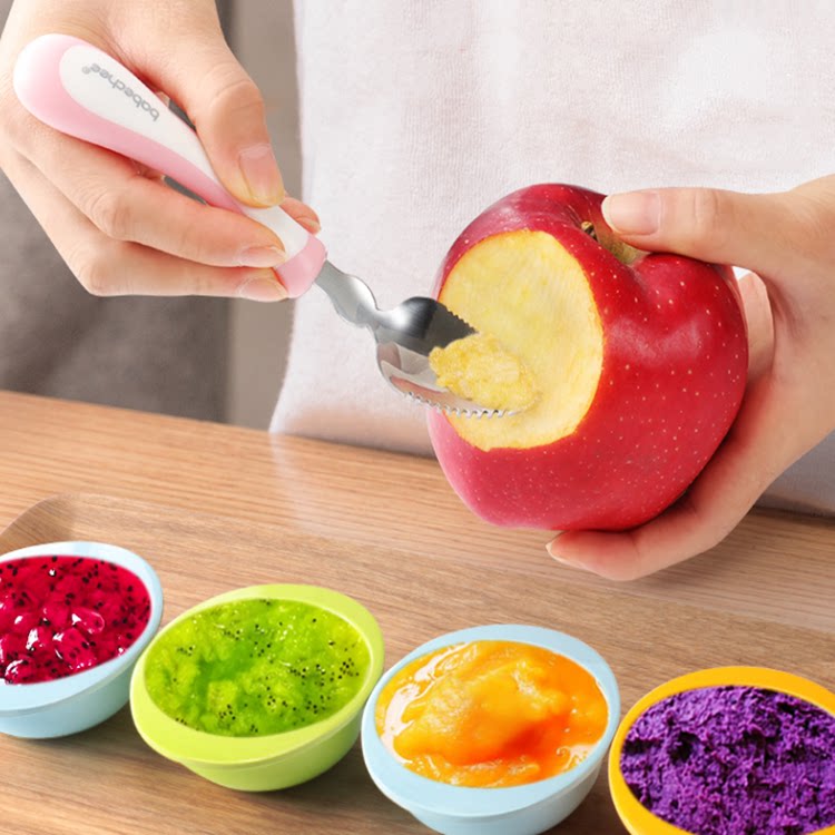 婴儿刮苹果泥勺子不锈钢儿童餐具吃水果刮泥勺神器宝宝辅食工具