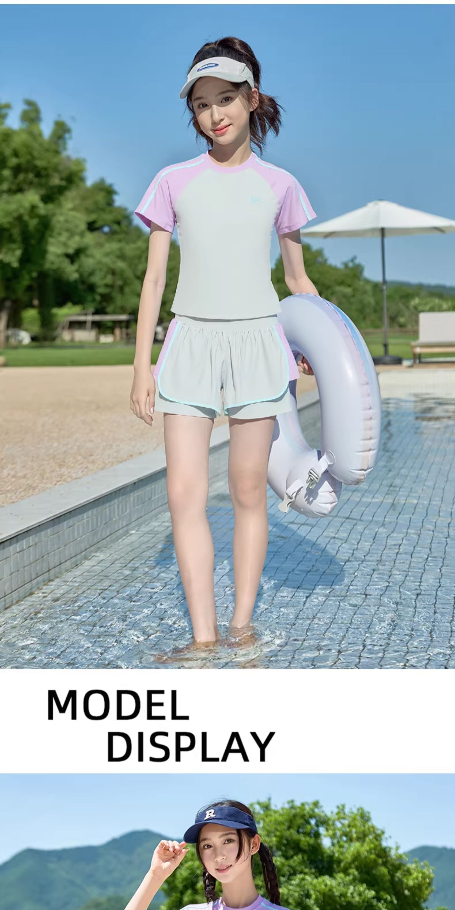 女童泳衣2026新款夏季初中生女孩带胸垫泳装速干中大童分体游泳衣 — 27